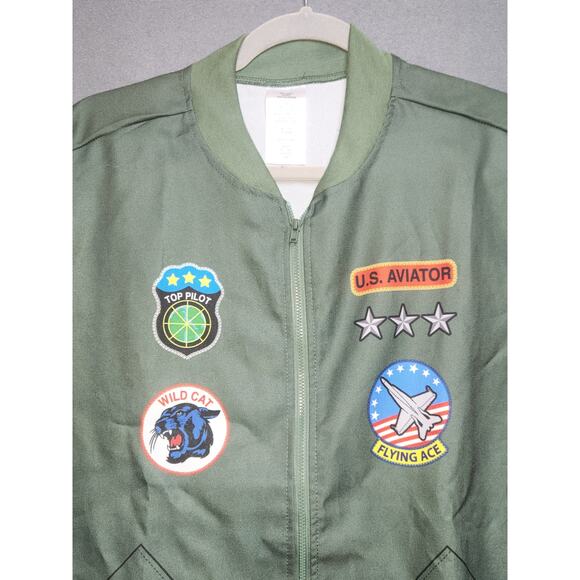 Aviator Pilot Costume Jacket Adult Size Small Full Zip No Pockets Relaxed Fit - Picture 2 of 5